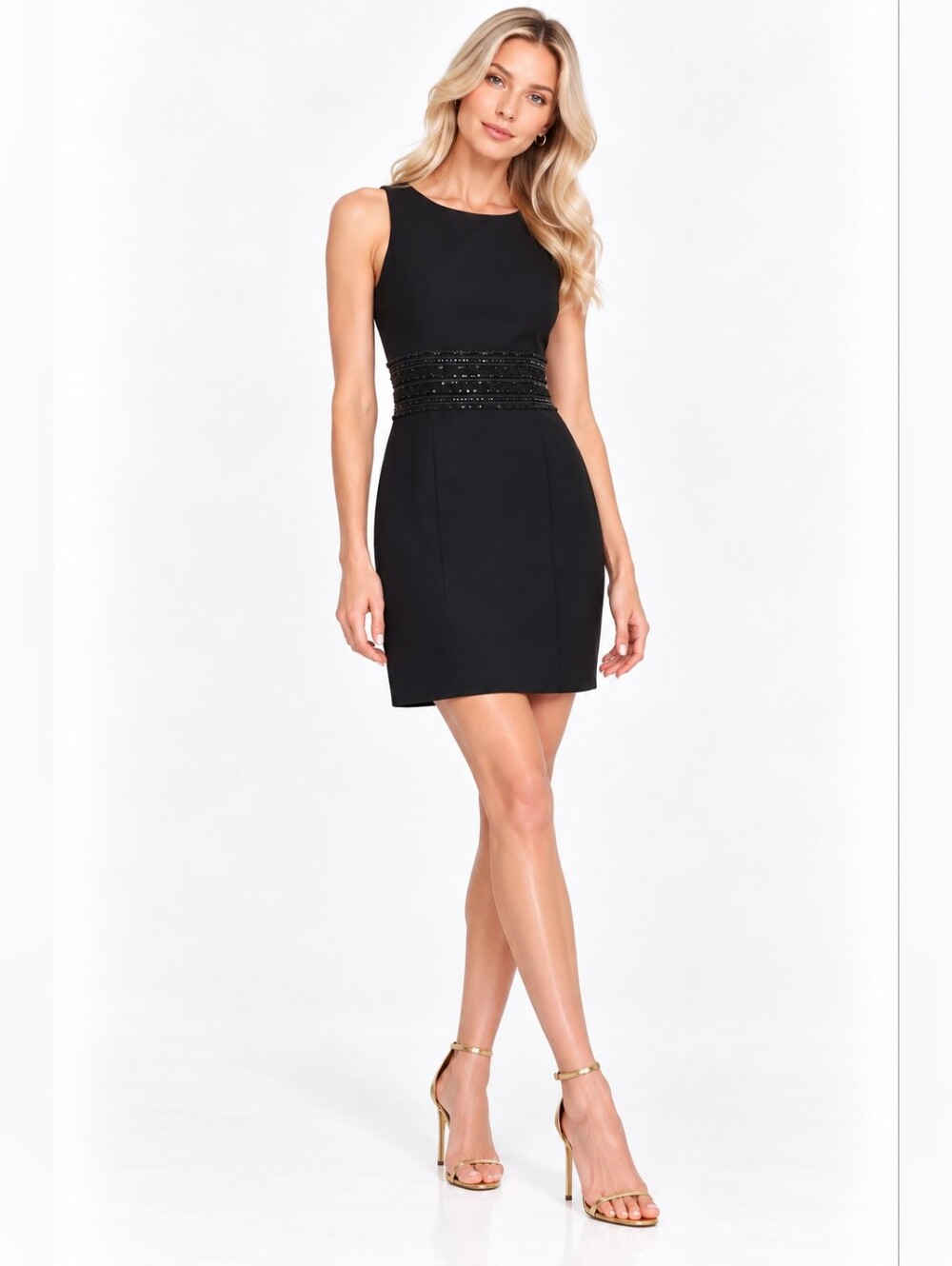 NEW Oscar de la Renta Size 14 Black Beaded Mini Cocktail Dress